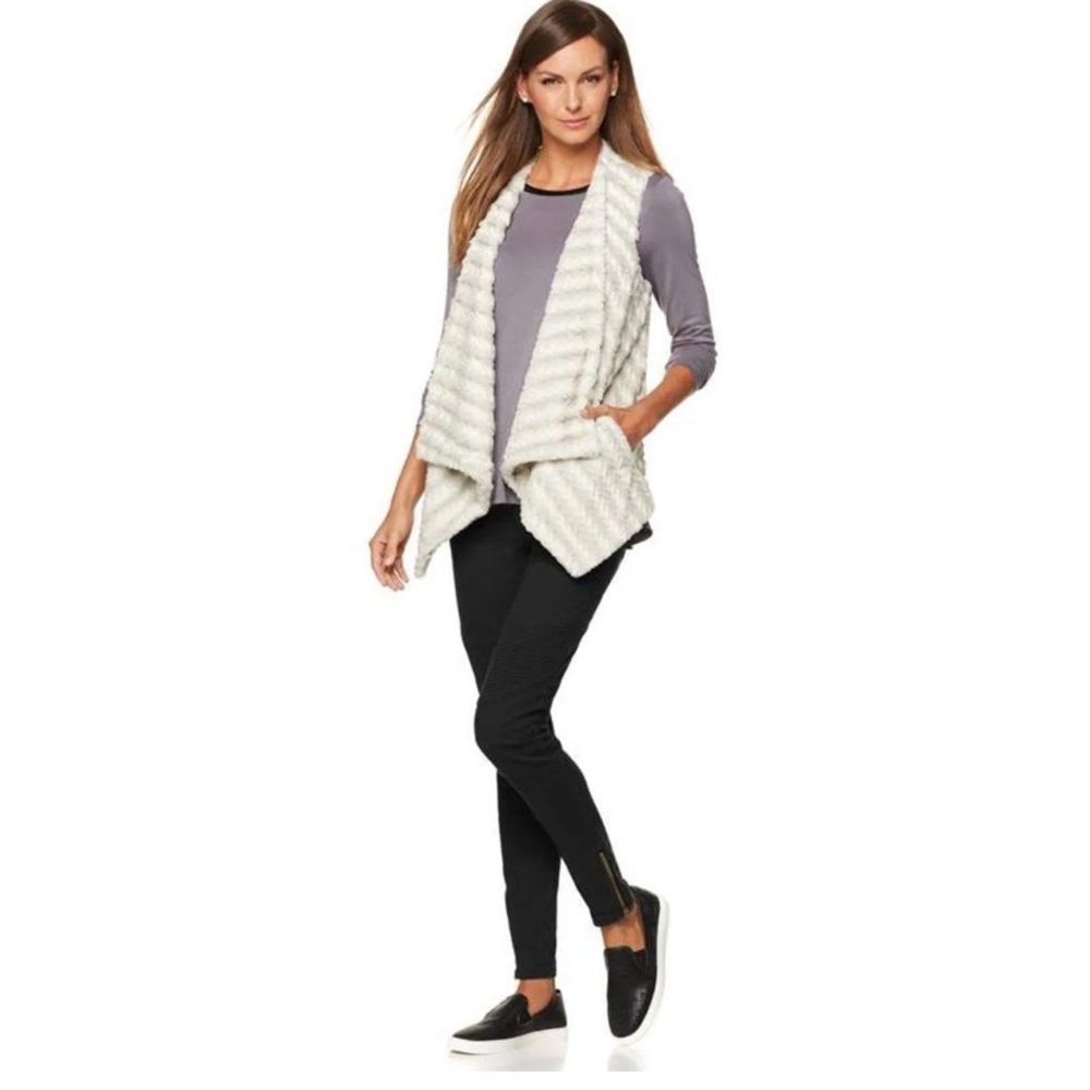 G by Giuliana Sculpted Faux Fur Draped Vest